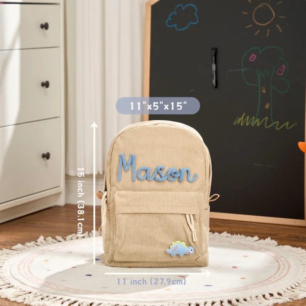 Personalized Corduroy Backpack – Custom Name Kids School Bag, Toddler Preschool Backpack, Back to School Gift for Boys & Girls