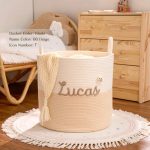 Personalized Woven Basket – Custom Name Storage Basket for Baby Toys, Nursery Organizer or Pet Toy Bin, Handmade Gift