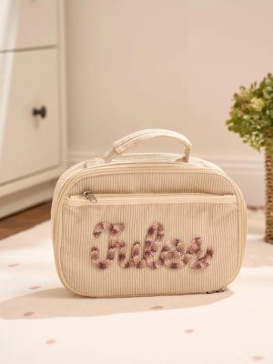 Personalized Corduroy Lunch Bag – Custom Kids Lunch Tote with Name, Toddler School Bag, Preschool Gift for Boys & Girls