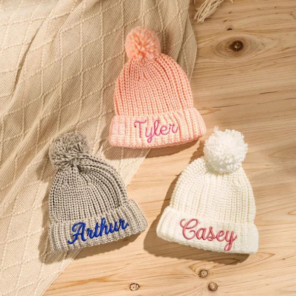 Custom Kids Beanie – Personalized Embroidered Name Hat, Baby Winter Knit Hat, Toddler Monogram Beanie, Handmade Children’s Gift