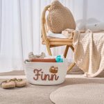 Personalized Woven Basket – Custom Name Storage Basket for Baby Toys, Nursery Organizer or Pet Toy Bin, Handmade Gift