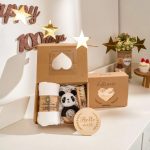 Personalized Baby Gift Set – Custom Newborn Rattle Box, Handmade Crochet Toy - Blanket, Baby Shower Gift for Girls & Boys