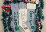 Personalized Christmas Stocking – Custom Embroidered Knit Xmas Sock, Name Christmas Decoration, Family Holiday Gift Bag