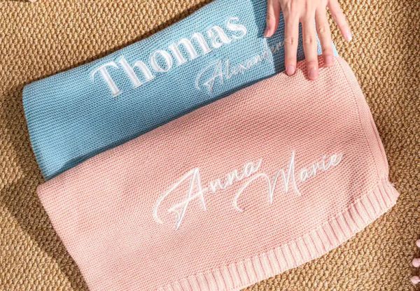 Personalized Knit Baby Blanket | Custom Baby Name Blanket | Embroidered Baby Blanket | Unique Baby Shower Gift