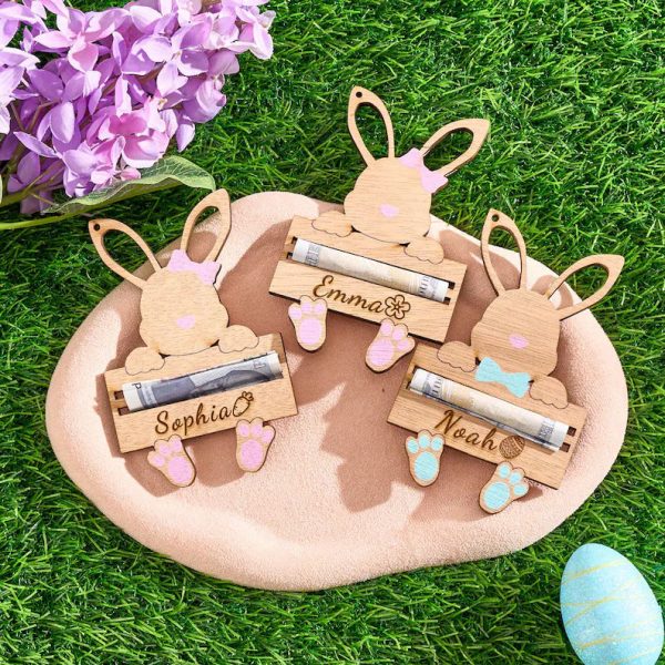 Personalized Easter Bunny Money Holder – Handcrafted Easter Gift, Custom Name Bunny Holder, Easter Basket Stuffer for Kids & Adults