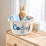 Personalized Woven Basket – Custom Name Storage Basket for Baby Toys, Nursery Organizer or Pet Toy Bin, Handmade Gift
