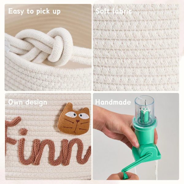 Personalized Woven Basket – Custom Name Storage Basket for Baby Toys, Nursery Organizer or Pet Toy Bin, Handmade Gift