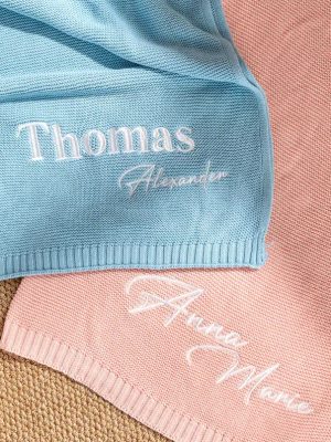 Personalized Knit Baby Blanket | Custom Baby Name Blanket | Embroidered Baby Blanket | Unique Baby Shower Gift