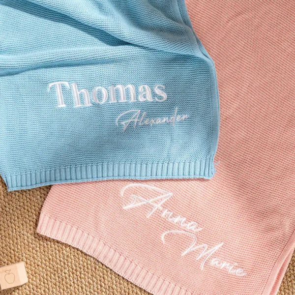 Personalized Knit Baby Blanket | Custom Baby Name Blanket | Embroidered Baby Blanket | Unique Baby Shower Gift