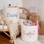 Personalized Woven Basket – Custom Name Storage Basket for Baby Toys, Nursery Organizer or Pet Toy Bin, Handmade Gift