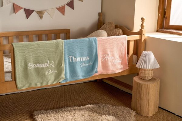 Personalized Knit Baby Blanket | Custom Baby Name Blanket | Embroidered Baby Blanket | Unique Baby Shower Gift