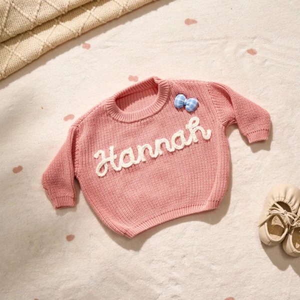 Personalized Baby Sweater – Custom Name Knit Jumper, Handmade Toddler Sweatshirt, Baby Shower Gift