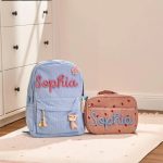 Personalized Corduroy Backpack and Lunch Bag Set – Custom Name School Bag for Kids, Toddler Preschool Bag, Back to School Gift