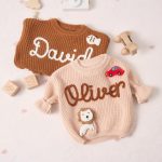 Personalized Baby Sweater – Custom Name Knit Jumper, Handmade Toddler Sweatshirt, Baby Shower Gift