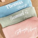 Personalized Knit Baby Blanket | Custom Baby Name Blanket | Embroidered Baby Blanket | Unique Baby Shower Gift