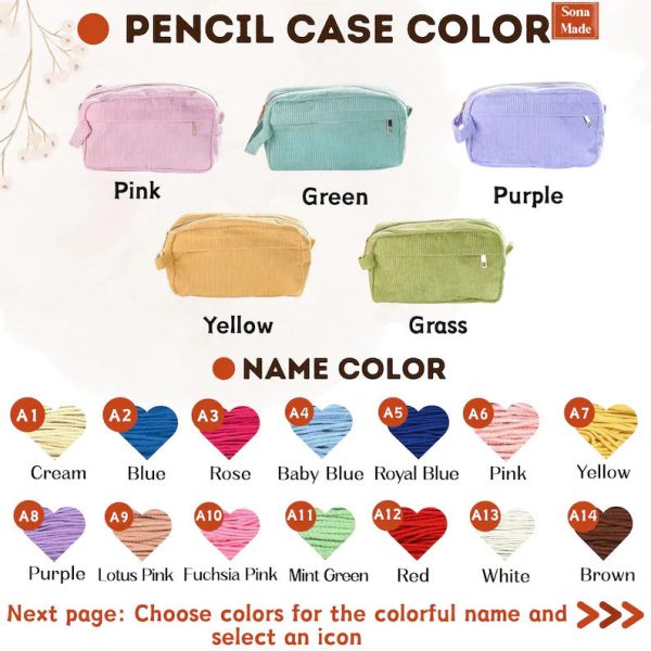 Personalized Corduroy Pencil Case for Kids, Custom Name School Pouch, Girls & Boys Back to School Gift