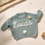 Personalized Baby Sweater – Custom Name Knit Jumper, Handmade Toddler Sweatshirt, Baby Shower Gift