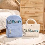 Personalized Corduroy Backpack and Tote Bag Set – Custom Kids Name School Bag, Toddler Preschool Gift, Back to School Essentials