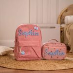 Personalized Corduroy Backpack and Lunch Bag Set – Custom Name School Bag for Kids, Toddler Preschool Bag, Back to School Gift