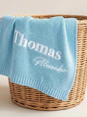 Personalized Knit Baby Blanket | Custom Baby Name Blanket | Embroidered Baby Blanket | Unique Baby Shower Gift