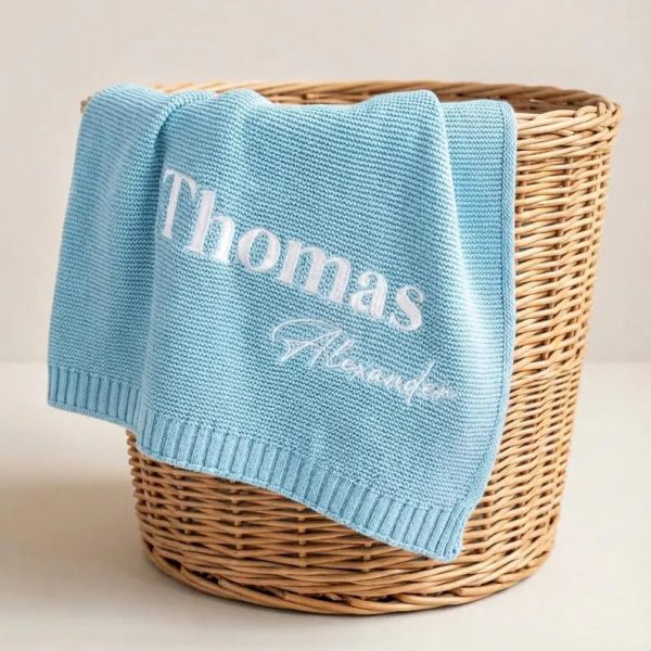 Personalized Knit Baby Blanket | Custom Baby Name Blanket | Embroidered Baby Blanket | Unique Baby Shower Gift