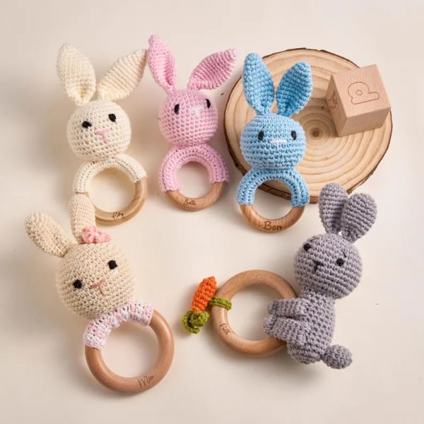 2026 Easter Personalized Baby Rattle – Handmade Custom Name Teether Rattle, Newborn Toy & Baby Shower Gift