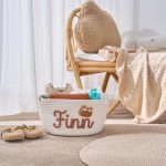 Personalized Woven Basket – Custom Name Storage Basket for Baby Toys, Nursery Organizer or Pet Toy Bin, Handmade Gift