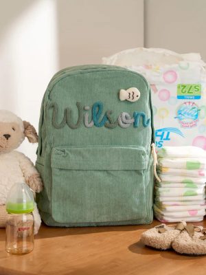 Personalized Corduroy Backpack – Custom Name Kids School Bag, Toddler Preschool Backpack, Back to School Gift for Boys & Girls