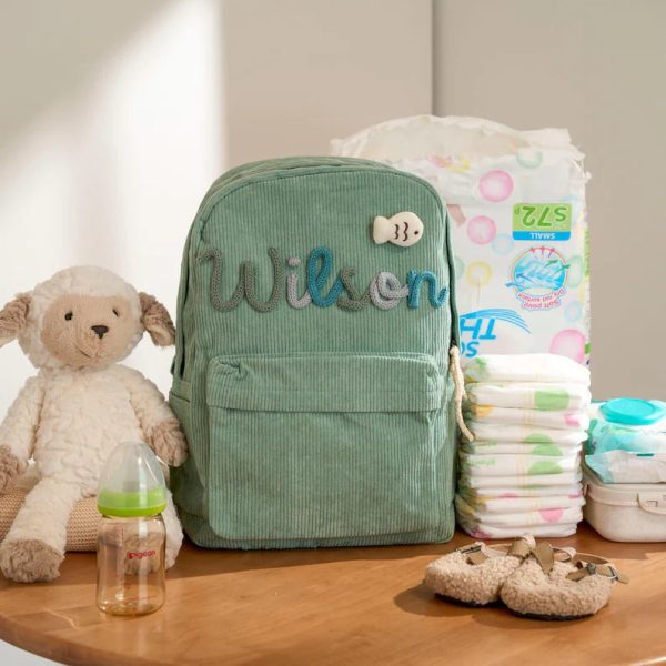 Personalized Corduroy Backpack – Custom Name Kids School Bag, Toddler Preschool Backpack, Back to School Gift for Boys & Girls