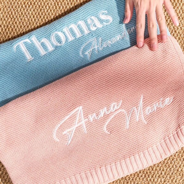 Personalized Knit Baby Blanket | Custom Baby Name Blanket | Embroidered Baby Blanket | Unique Baby Shower Gift