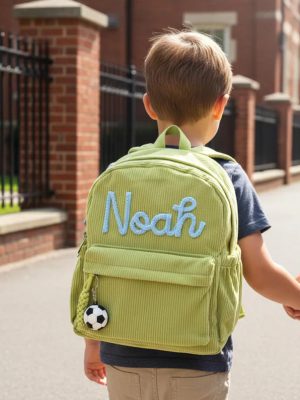 Personalized Mini Kids Backpack – Custom Name Small Toddler Bag, Corduroy Preschool Backpack, Baby Gift for Boys & Girls