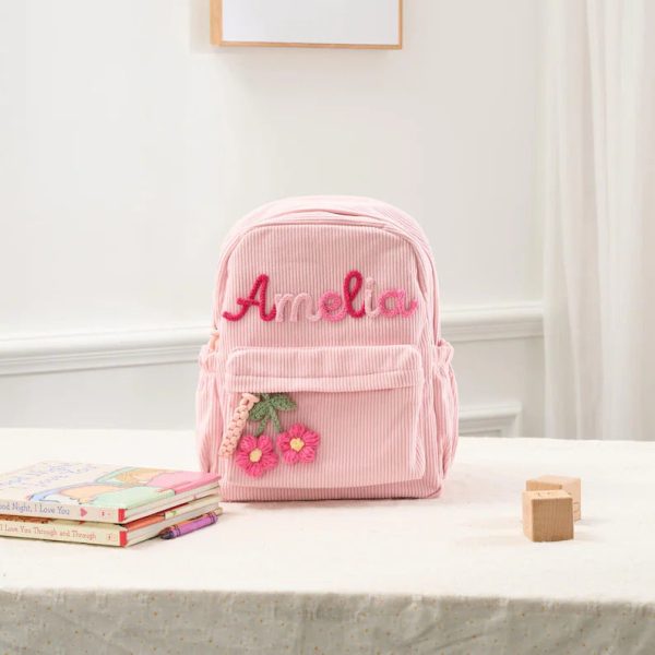 Personalized Mini Kids Backpack – Custom Name Small Toddler Bag, Corduroy Preschool Backpack, Baby Gift for Boys & Girls