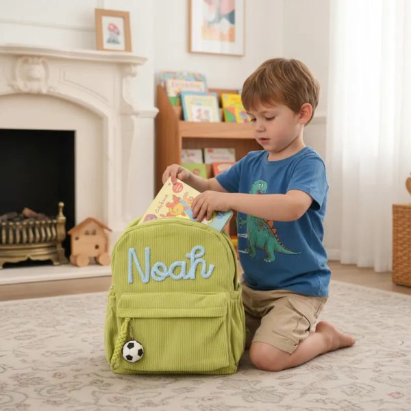 Personalized Mini Kids Backpack – Custom Name Small Toddler Bag, Corduroy Preschool Backpack, Baby Gift for Boys & Girls