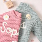 Personalized Baby Sweater – Custom Name Knit Jumper, Handmade Toddler Sweatshirt, Baby Shower Gift