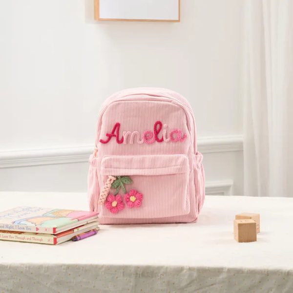 Personalized Mini Kids Backpack – Custom Name Small Toddler Bag, Corduroy Preschool Backpack, Baby Gift for Boys & Girls