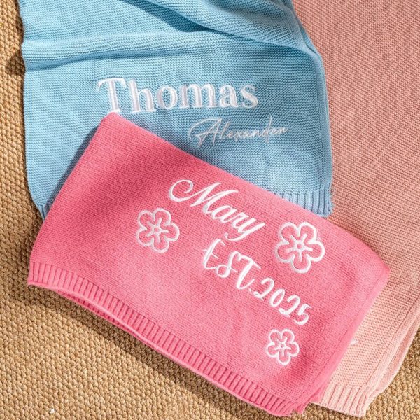 Personalized Knit Baby Blanket | Custom Baby Name Blanket | Embroidered Baby Blanket | Unique Baby Shower Gift