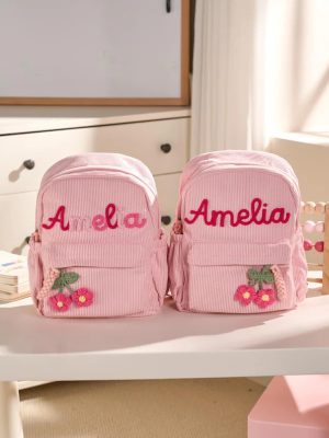 Personalized Mini Kids Backpack – Custom Name Small Toddler Bag, Corduroy Preschool Backpack, Baby Gift for Boys & Girls